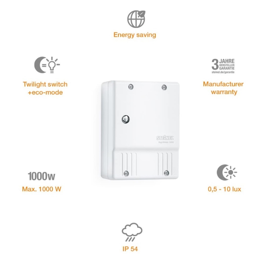 STEINEL 550615 - Датчик освещенности NightMatic 3000 Vario белый IP54