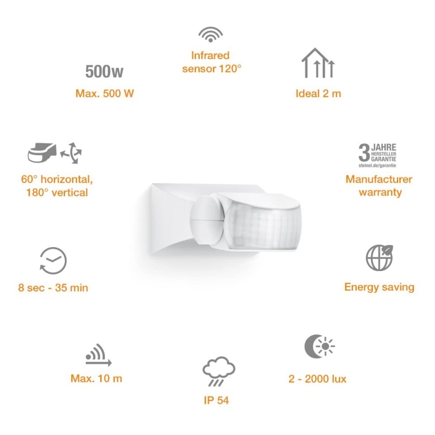 STEINEL 600310 - Инфракрасный датчик движения IS-1 белый IP54