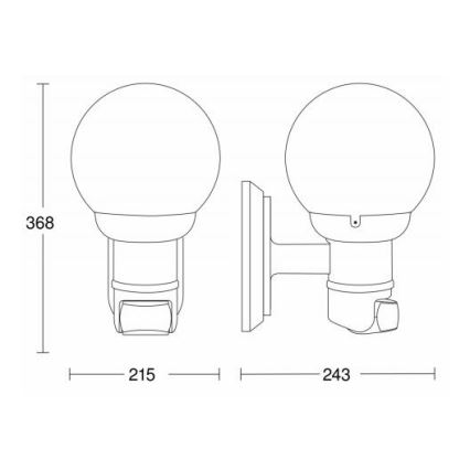 STEINEL 634216 - L 560 S Зовнішня сенсорна настінна лампа чорний IP44