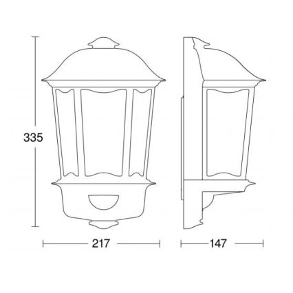 Steinel 644512 - Уличный настенный светильник с датчиком L 190 S 1xE27/100W/230V IP44