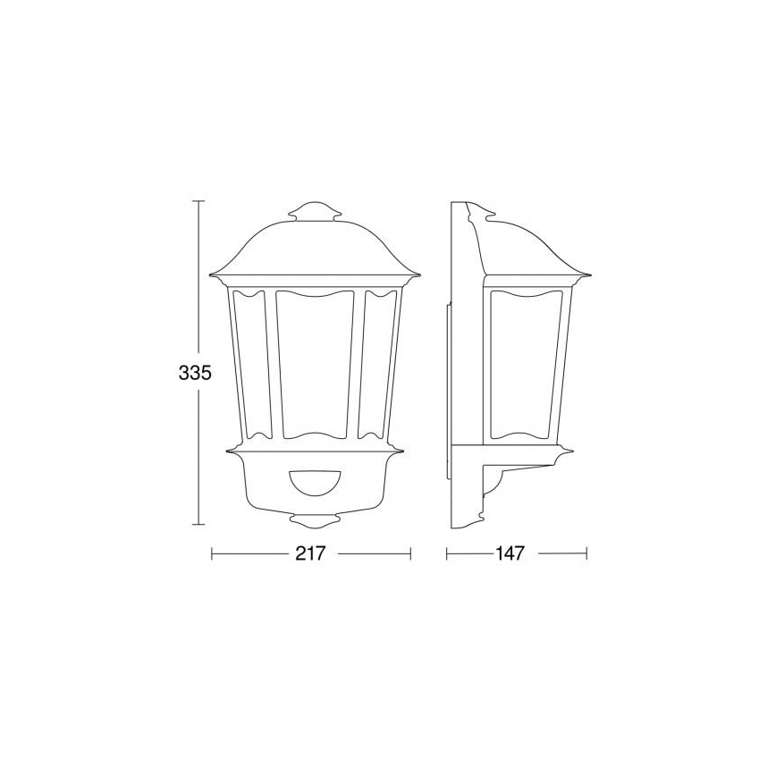Steinel 644512 - Уличный настенный светильник с датчиком L 190 S 1xE27/100W/230V IP44