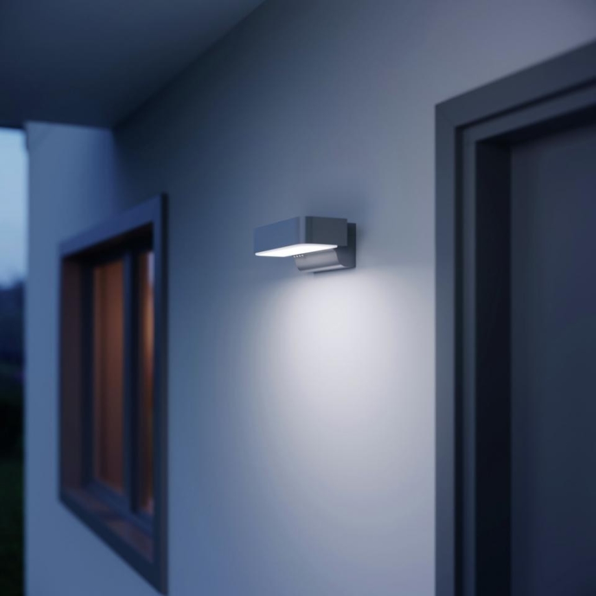 STEINEL 87555 - LED Вуличний настінний світильник з датчиком L 800 SC LED/7,5W/230V IP44 срібний