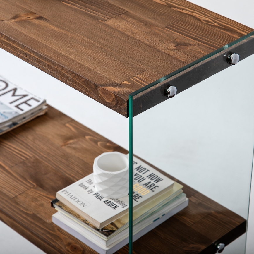 Стелаж VENEDIK 80x90 см сосна/прозорий