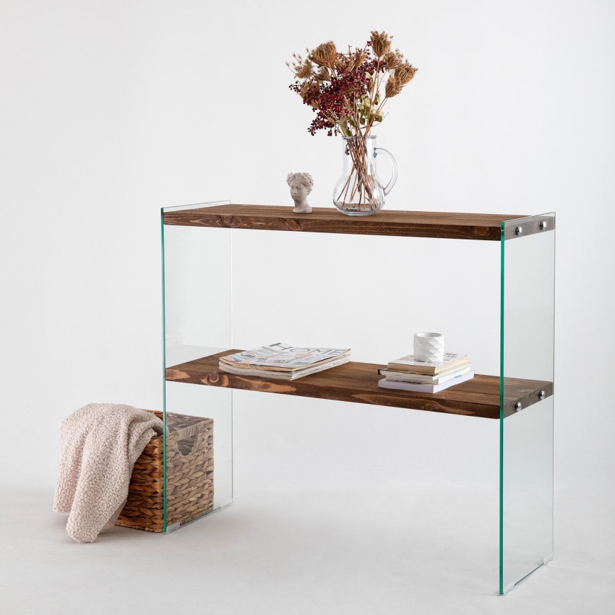 Стеллаж VENEDIK 80x90 см сосна/прозрачный