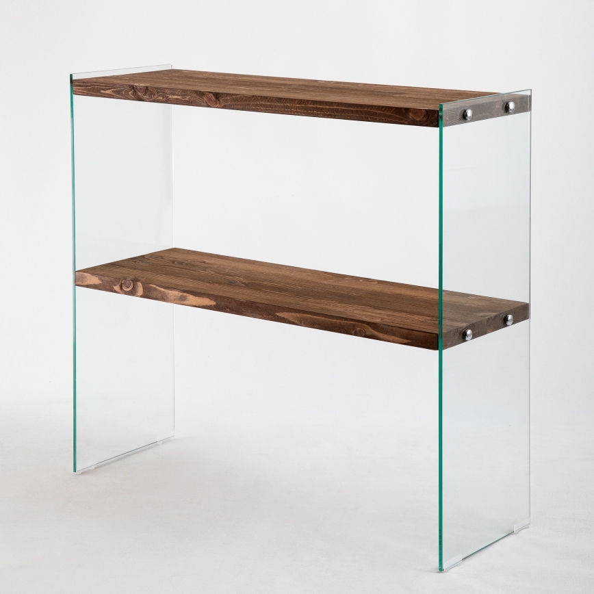 Стеллаж VENEDIK 80x90 см сосна/прозрачный