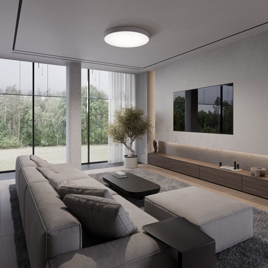 Стельовий світильник із датчиком руху та сутінків CLEO 5xE27/24W/230V, діаметр 60 см, сірий