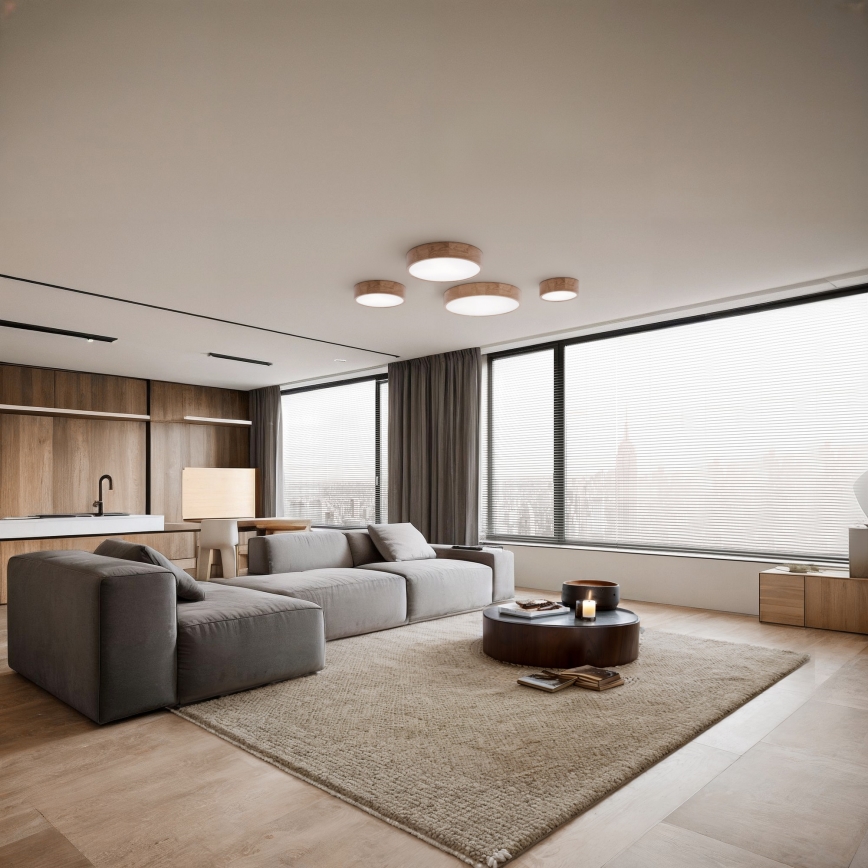 Стельний світильник зі сенсором CLEO, 4xE27/24W/230V, діаметр 47,5 см, дуб