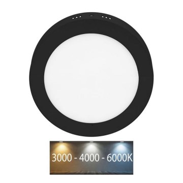 Стельовий LED світильник LADA LED/12W/230V 3000/4000/6000K діаметр 17 см чорний