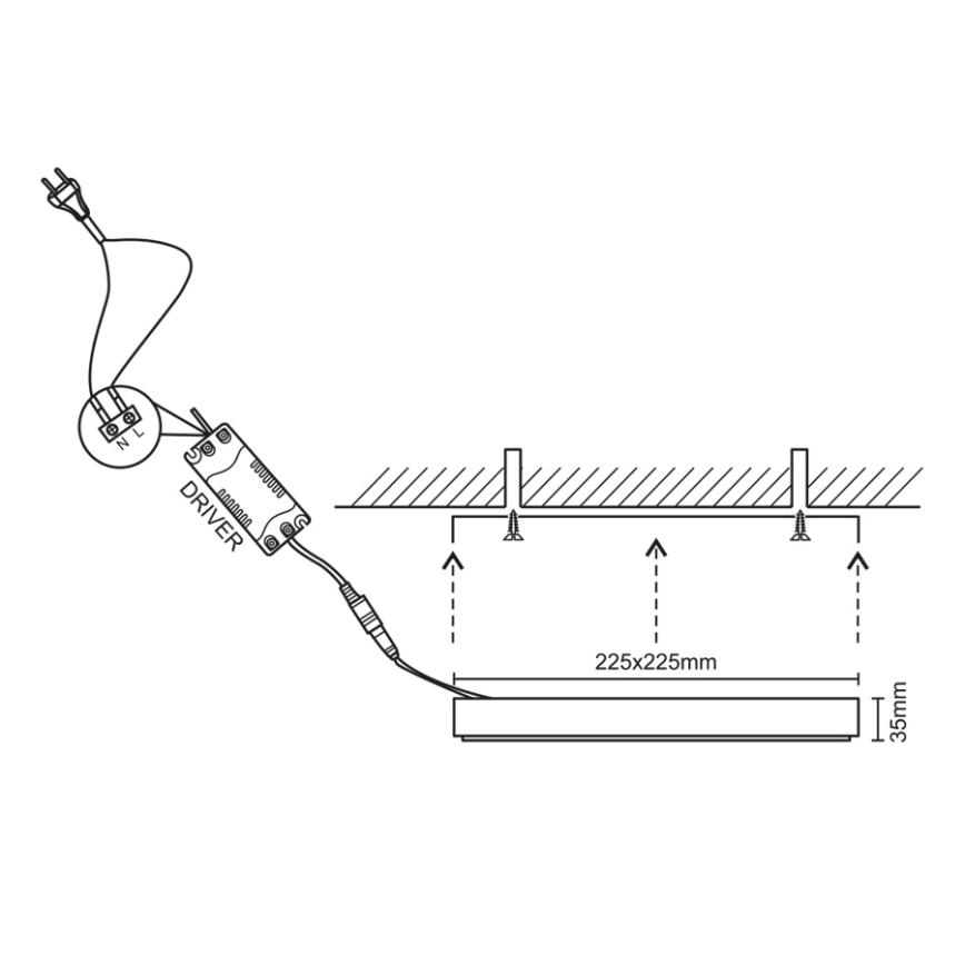 Стельовий LED світильник LED/18W/230V 4000K 22,5x22,5 см