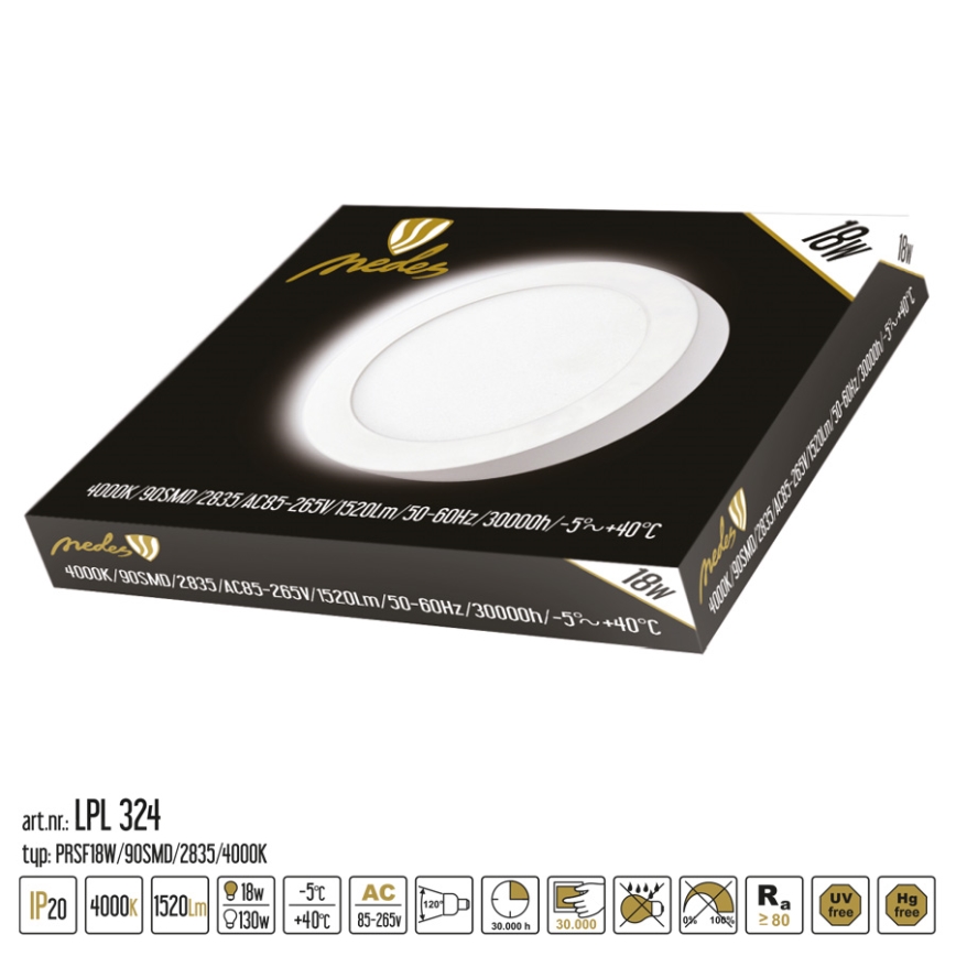 Стельовий LED світильник LED/18W/230V 4000K діаметр 22,5 см