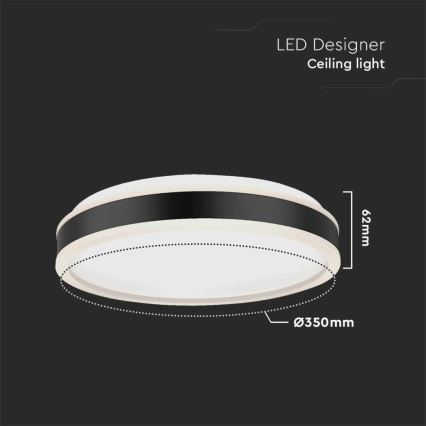 Стельовий LED світильник LED/18W/230V 4000K діаметр 35 см чорний