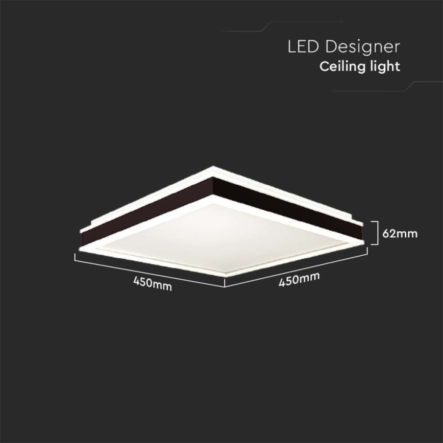 Стельовий LED світильник LED/24W/230V 4000K 45x45 см чорний