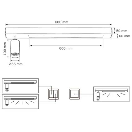 Стельовий LED світильник PARIS LED/24W/230V + 1xGU10/10W чорний