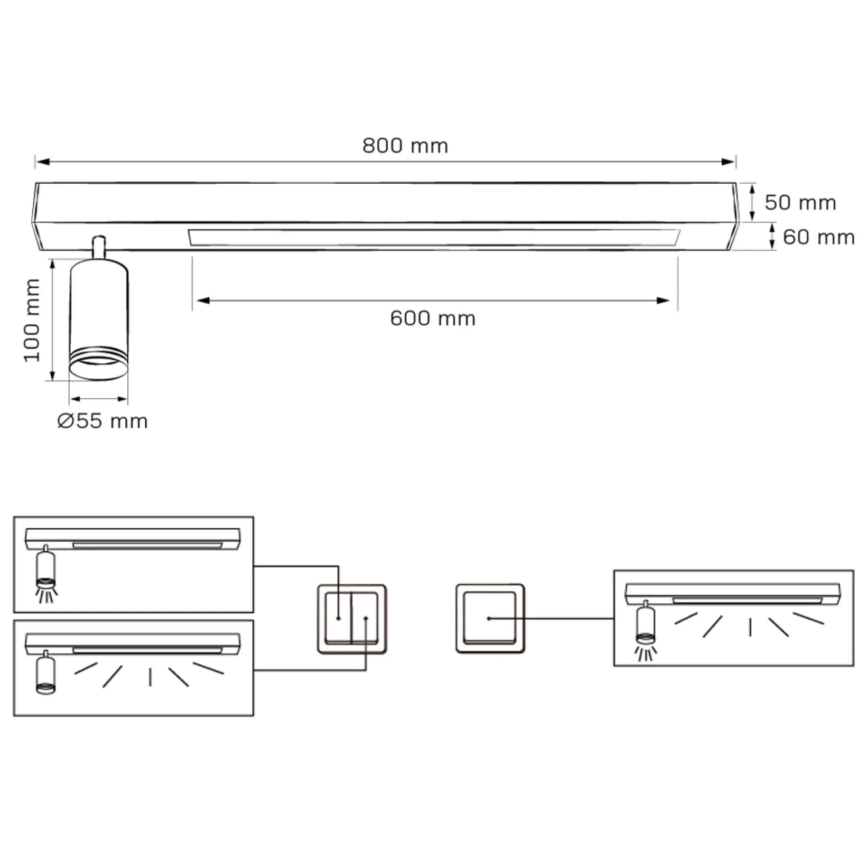 Стельовий LED світильник PARIS LED/24W/230V + 1xGU10/10W чорний