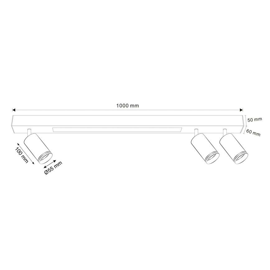 Стельовий LED світильник PARIS LED/24W/230V + 3xGU10/10W чорний