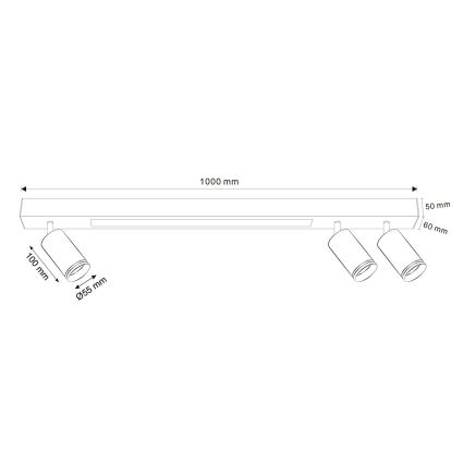 Стельовий LED світильник PARIS LED/24W/230V + 3xGU10/10W чорний