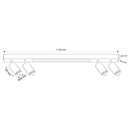 Стельовий LED світильник PARIS LED/24W/230V + 4xGU10/10W чорний