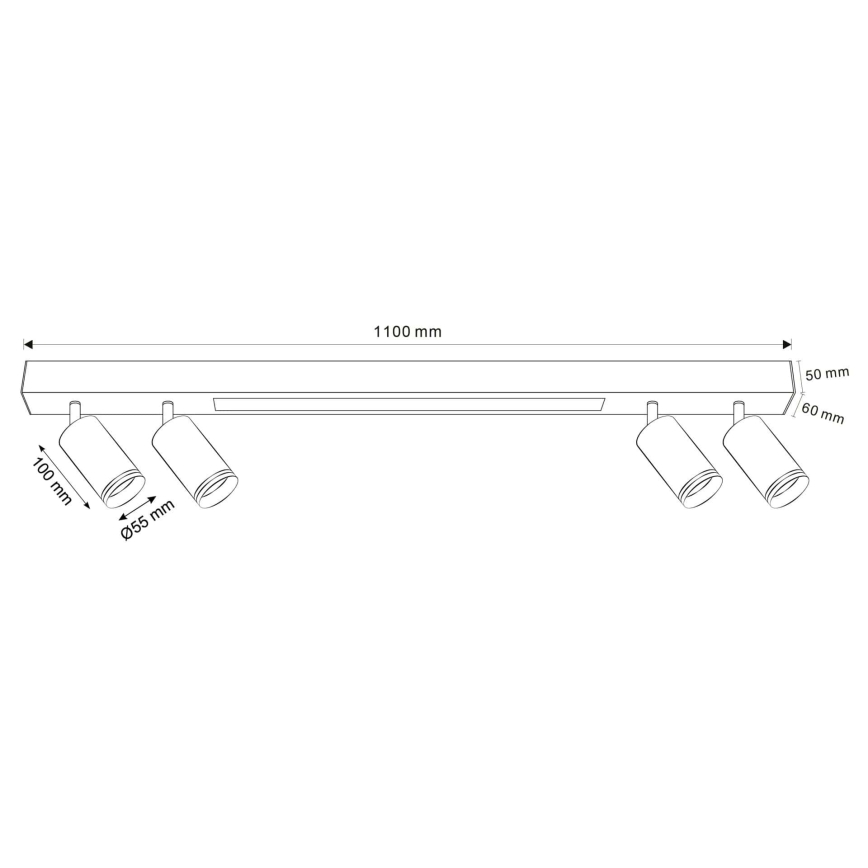 Стельовий LED світильник PARIS LED/24W/230V + 4xGU10/10W чорний