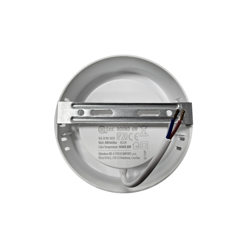 Стельовий LED світильник ROUND LED/6W/230V 4000K діаметр 12,1 см білий