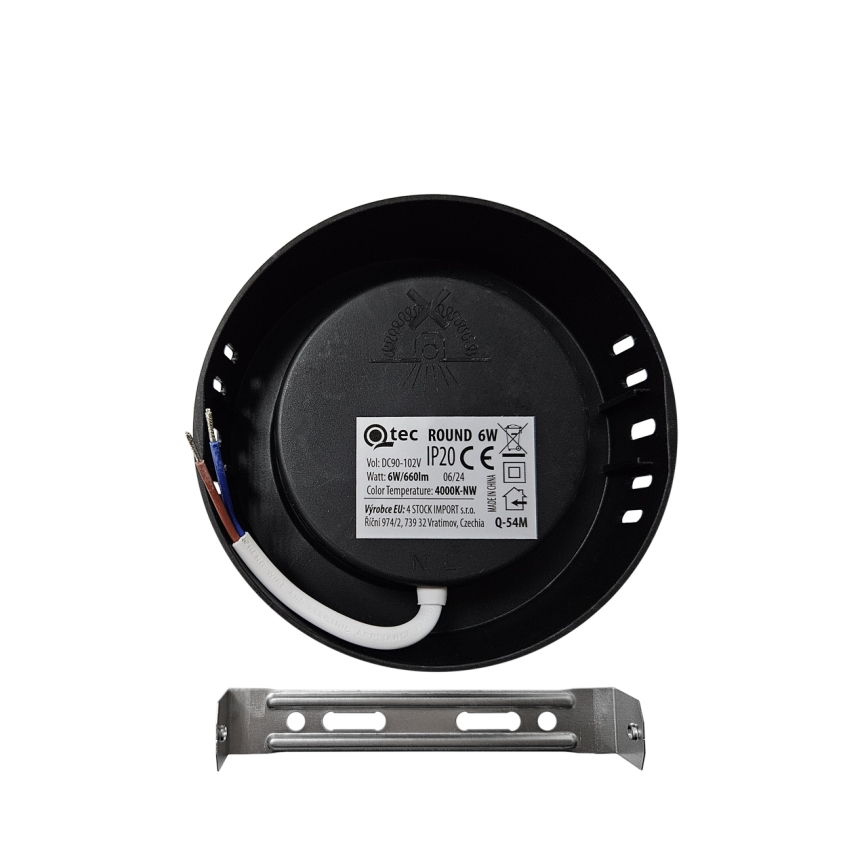 Стельовий LED світильник ROUND LED/6W/230V 4000K діаметр 12,1 см чорний