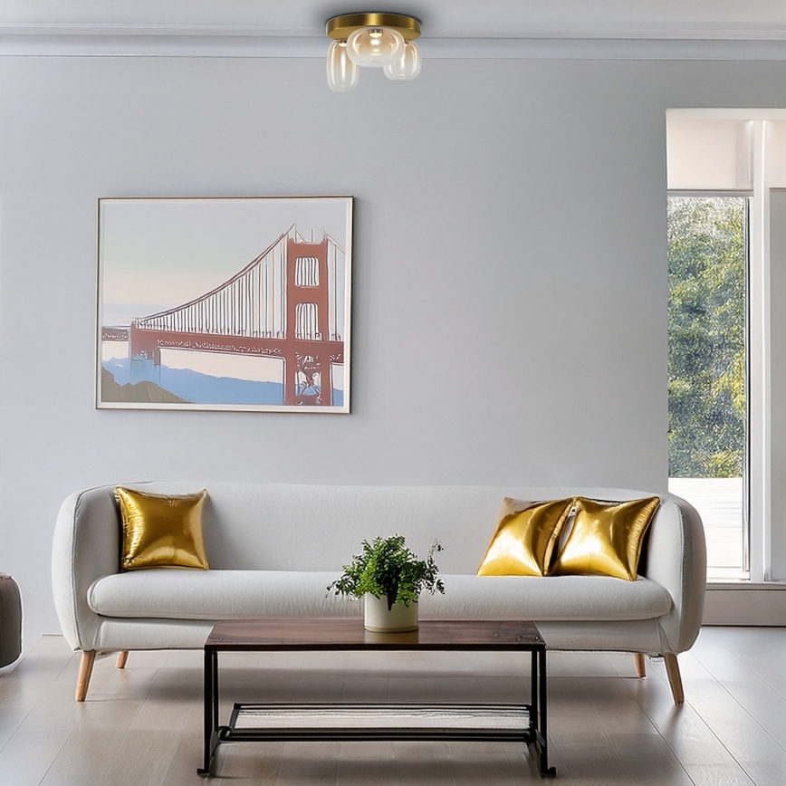 Стельовий LED світильник VASO LED/12W/230V діаметр 42 см золотий/димчастий