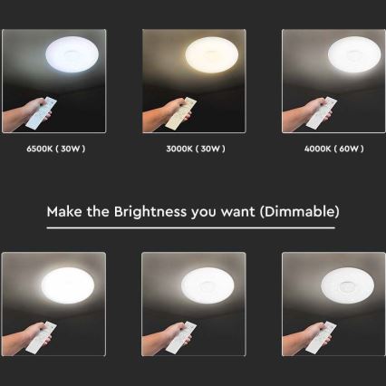 Стельовий LED світильник з регулюванням яскравості LED/40W/230V 3000K/4000K/6500K + ДК