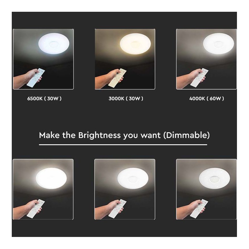 Стельовий LED світильник з регулюванням яскравості LED/40W/230V 3000K/4000K/6500K + ДК