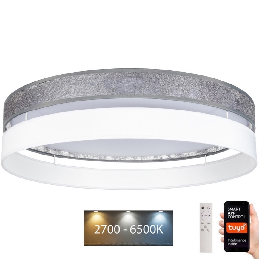 Стельовий LED світильник з регулюванням яскравості LIMA LED/36W/230V 2700-6500K Wi-Fi Tuya + дистанційне керування сріблястий/білий