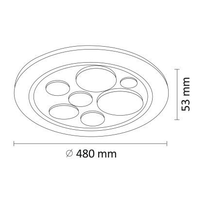 Стельовий LED світильник з регулюванням яскравості PLANET LED/72W/230V діаметр 48 cм 3000-6500K + ДК