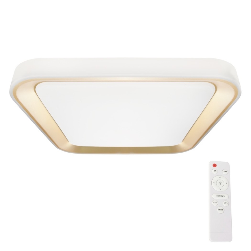Стельовий LED світильник з регулюванням яскравості QUADRO LED/38W/230V 3000-6000K білий/золотий + дистанційне керування