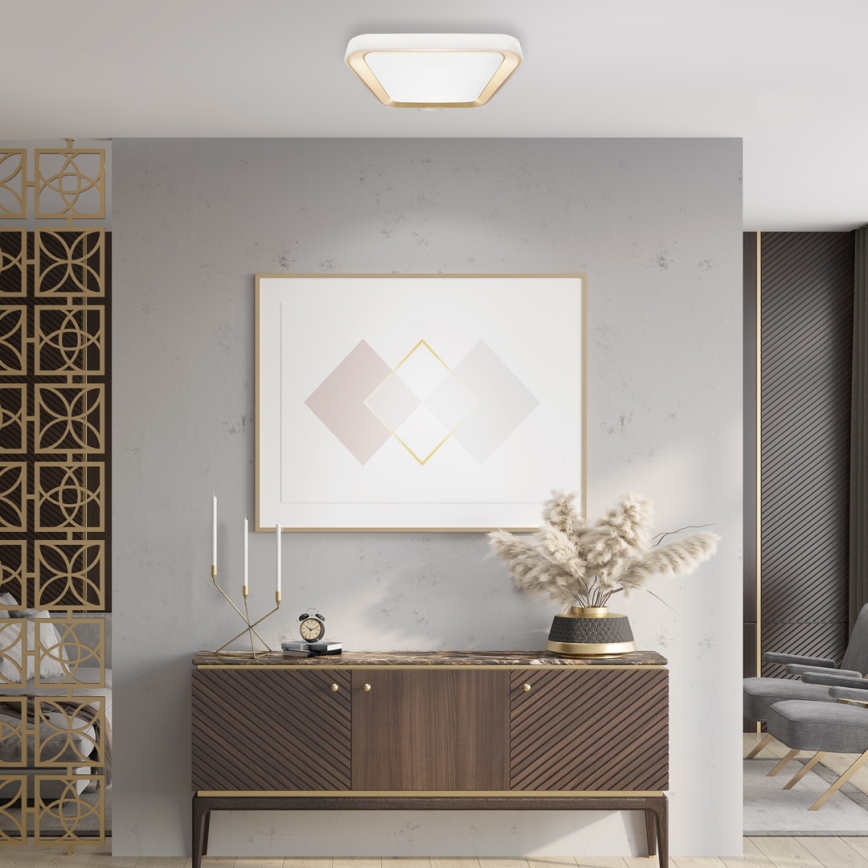 Стельовий LED світильник з регулюванням яскравості QUADRO LED/38W/230V 3000-6000K білий/золотий + дистанційне керування
