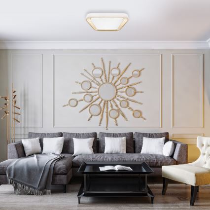 Стельовий LED світильник з регулюванням яскравості QUADRO LED/38W/230V 3000-6000K білий/золотий + дистанційне керування