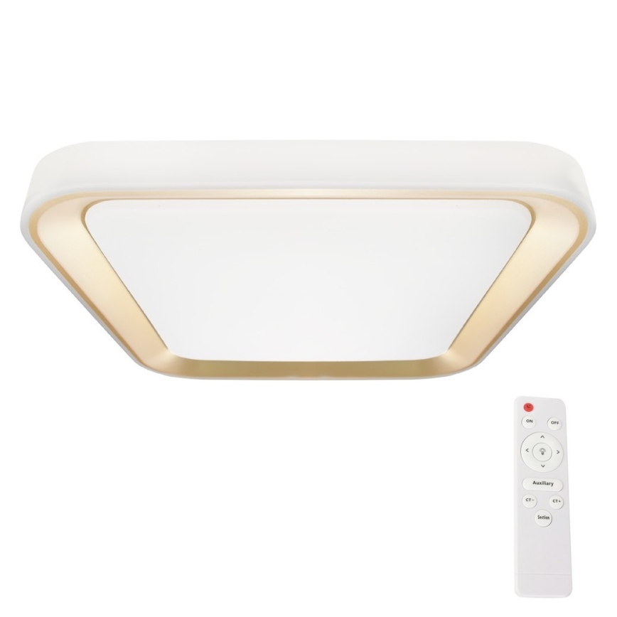 Стельовий LED світильник з регулюванням яскравості QUADRO LED/66W/230V 3000-6000K білий/золотий + дистанційне керування