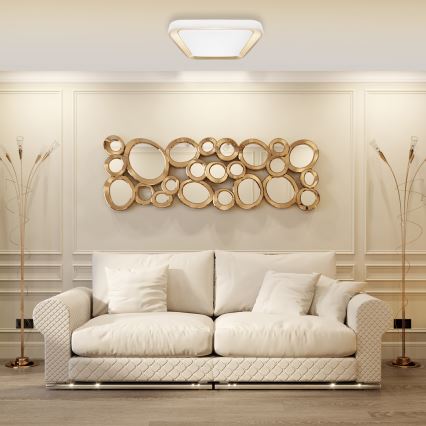 Стельовий LED світильник з регулюванням яскравості QUADRO LED/66W/230V 3000-6000K білий/золотий + дистанційне керування
