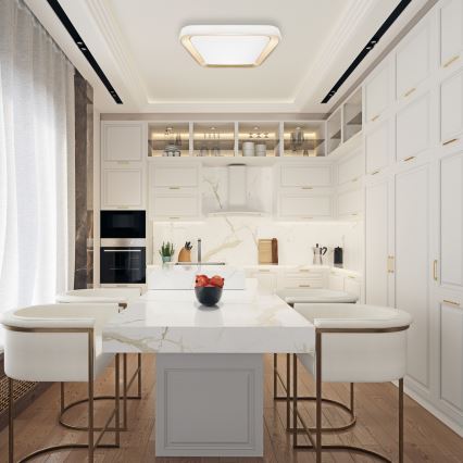 Стельовий LED світильник з регулюванням яскравості QUADRO LED/66W/230V 3000-6000K білий/золотий + дистанційне керування