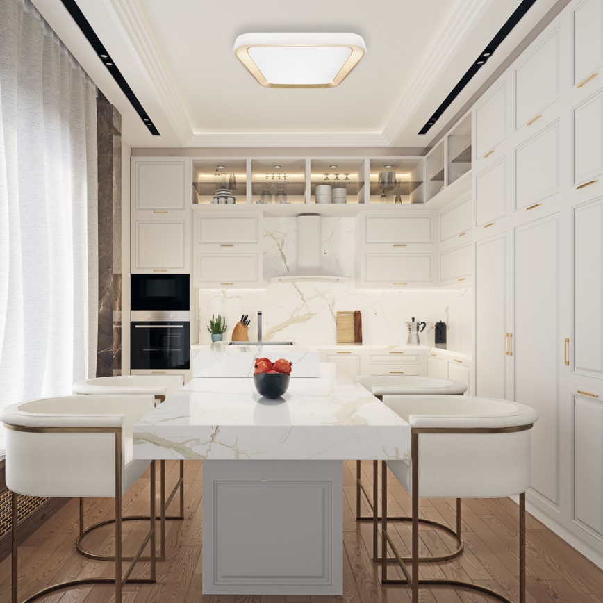 Стельовий LED світильник з регулюванням яскравості QUADRO LED/66W/230V 3000-6000K білий/золотий + дистанційне керування