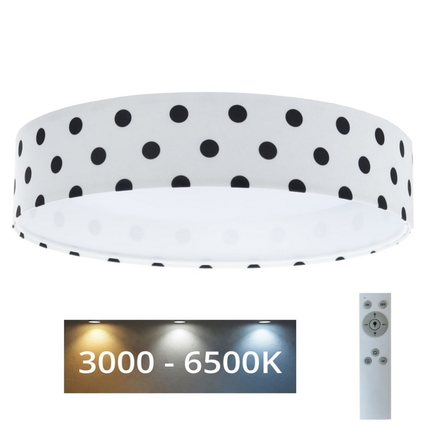Стельовий LED світильник з регулюванням яскравості SMART GALAXY KIDS LED/24W/230V 3000-6500K горошок білий/чорний + дистанційне керування
