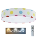 Стельовий LED світильник з регулюванням яскравості SMART GALAXY KIDS LED/24W/230V 3000-6500K горошок різнокольоровий + дистанційне керування