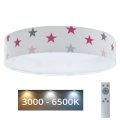 Стельовий LED світильник з регулюванням яскравості SMART GALAXY KIDS LED/24W/230V 3000-6500K зірочки білий/рожевий/сірий + дистанційне керування