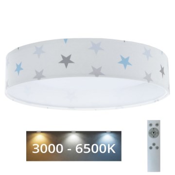 Стельовий LED світильник з регулюванням яскравості SMART GALAXY KIDS LED/24W/230V 3000-6500K зірочки білий/сірий/блакитний + дистанційне керування