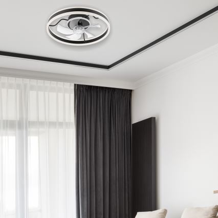 LED Стельовий світильник з вентилятором та регулюванням яскравості APOLLO LED/38W/230V чорний + пульт дистанційного керування