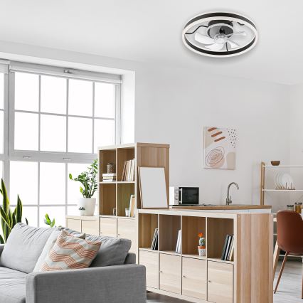 LED Стельовий світильник з вентилятором та регулюванням яскравості APOLLO LED/38W/230V чорний + пульт дистанційного керування