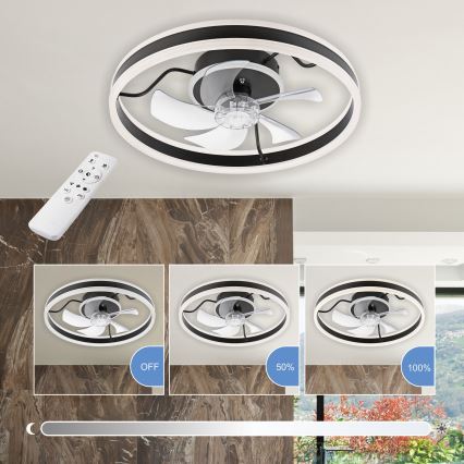 LED Стельовий світильник з вентилятором та регулюванням яскравості APOLLO LED/38W/230V чорний + пульт дистанційного керування