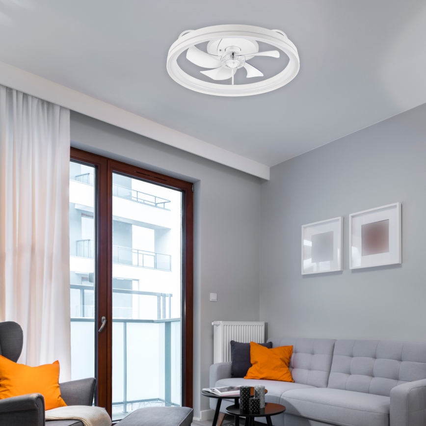 Стельовий LED світильник з вентилятором та регулюванням яскравості FARGO LED/37W/230V білий + пульт дистанційного керування