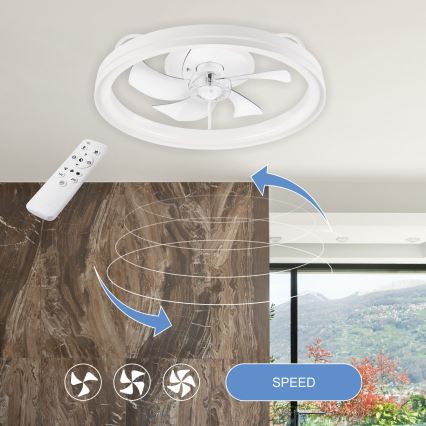 Стельовий LED світильник з вентилятором та регулюванням яскравості FARGO LED/37W/230V білий + пульт дистанційного керування