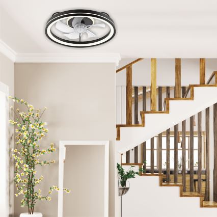 LED Стельовий світильник з вентилятором та регулюванням яскравості FARGO LED/37W/230V чорний + пульт дистанційного керування