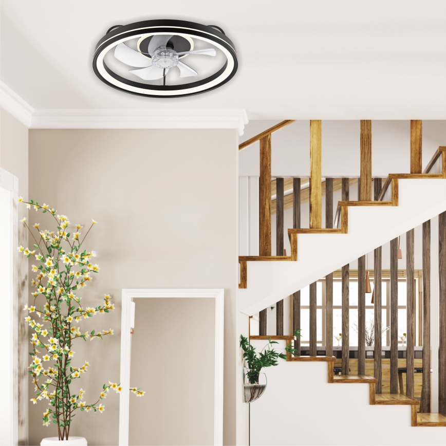 LED Стельовий світильник з вентилятором та регулюванням яскравості FARGO LED/37W/230V чорний + пульт дистанційного керування