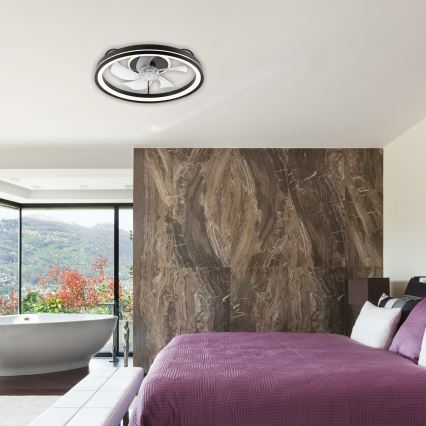 LED Стельовий світильник з вентилятором та регулюванням яскравості FARGO LED/37W/230V чорний + пульт дистанційного керування