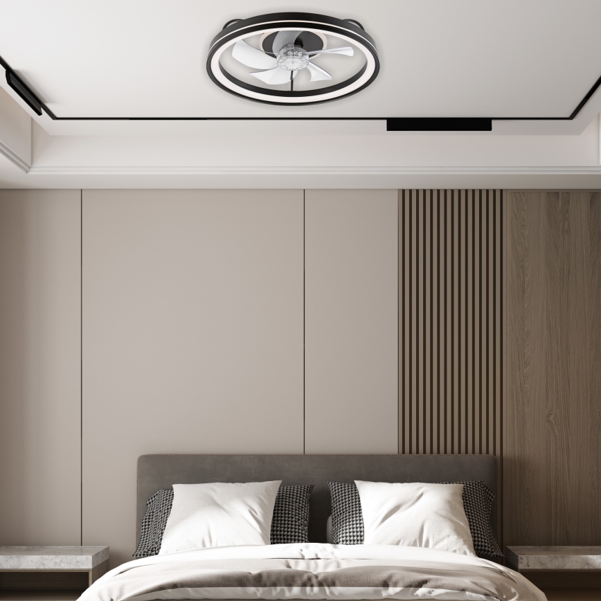 LED Стельовий світильник з вентилятором та регулюванням яскравості FARGO LED/37W/230V чорний + пульт дистанційного керування