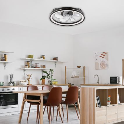 LED Стельовий світильник з вентилятором та регулюванням яскравості FARGO LED/37W/230V чорний + пульт дистанційного керування